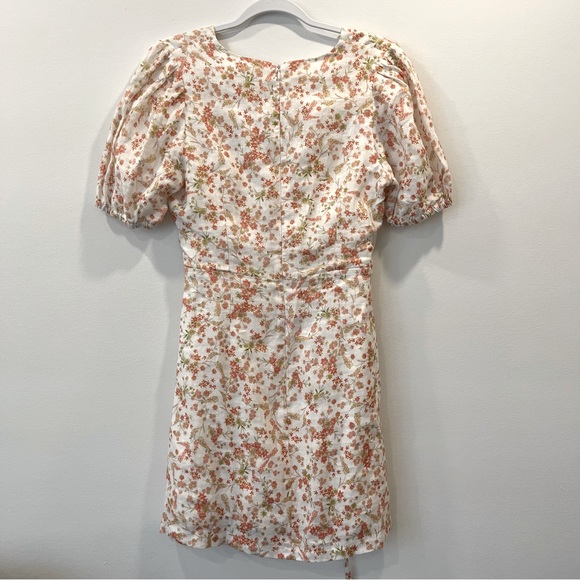 Adelyn Rae Annie Puffed-Sleeve Linen Dress - Picture 3 of 4